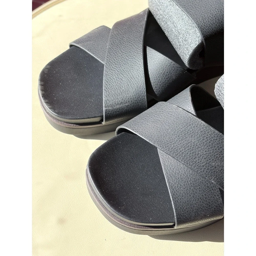 LifeStride‎ Womens Black Getaway Crisscross Buckle Platform Sandals 7.5